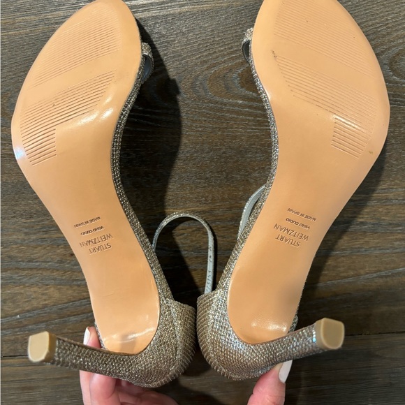 Stuart Weitzman shimmery ankle strap sandals - Picture 5 of 6